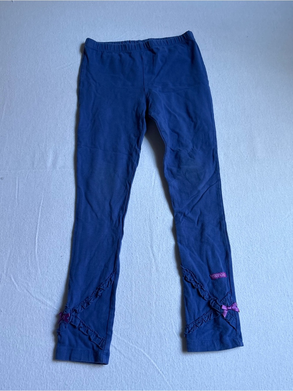 naartjie blue Leggings with Ruffle & Purple Bow Accents